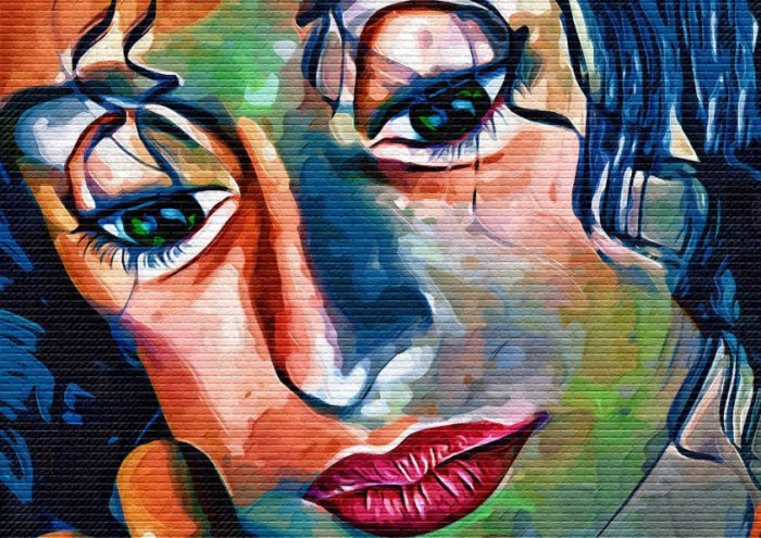 Graffiti Face Woman Colorful Eyes Mouth Lips 